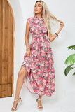 Vestido largo de verano halter de flores rojas rubor