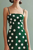 Vestido de tirantes finos de tirantes verdes blancos