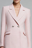 Vestido Blazer Corto Lápiz con Solapa de Muesca Rosa