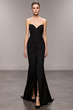 Vestido largo de noche con abertura de sirena negra