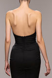Vestido largo de noche con abertura de sirena negra