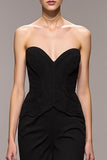 Vestido largo de noche con abertura de sirena negra