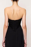 Vestido largo de noche negro simple con abertura