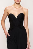Vestido largo de noche negro simple con abertura