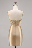 Corsé sin tirantes dorado Bodycon Vestido corto de regreso a casa