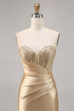 Corsé sin tirantes dorado Bodycon Vestido corto de regreso a casa
