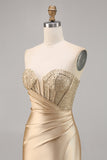 Corsé sin tirantes dorado Bodycon Vestido corto de regreso a casa