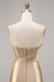 Corsé sin tirantes dorado Bodycon Vestido corto de regreso a casa