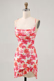 Mini vestido de regreso a casa con estampado de flores rojas