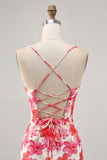 Mini vestido de regreso a casa con estampado de flores rojas