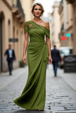 Vestido de Sirena Negro Asimétrico Madre de la Novia con Apliques
