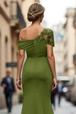 Vestido de Sirena Negro Asimétrico Madre de la Novia con Apliques