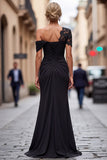 Vestido de Madre de la Novia Sirena Negra de talla grande con frunces
