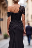 Vestido de Madre de la Novia Sirena Negra de talla grande con frunces