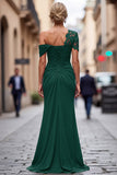 Vestido de Sirena Negro Asimétrico Madre de la Novia con Apliques