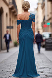 Vestido de Sirena Negro Asimétrico Madre de la Novia con Apliques