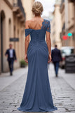 Vestido de Sirena Negro Asimétrico Madre de la Novia con Apliques
