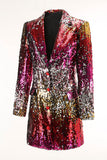 Blazer de mujer con solapa con muescas doradas y rojas brillantes