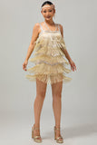 Vestido corto ajustado de lentejuelas negras de Gatsby de los años 20 con flecos