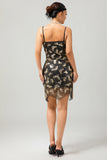 Vestido Bodycon Vintage de Lentejuelas Doradas Negras de los años 20
