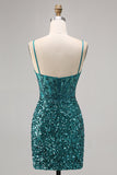 Corsé Gris Azul Vestido de lentejuelas de lentejuelas