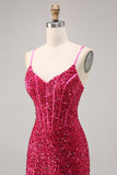 Vestido de regreso a casa con corsé ajustado fucsia brillante