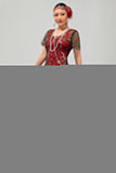 Vestido ajustado con flecos negro y rojo Gatsby de los años 20 con lentejuelas
