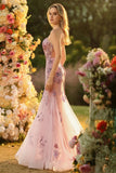 Vestido largo de graduación largo de corsé de sirena púrpura transparente con cuentas y lentejuelas, con encaje en la espalda