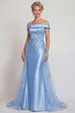 Vestido de sirena de satén aplicado en el hombro con champán