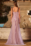 Vestido largo de graduación con corsé lila con cuentas de sirena y lentejuelas, con abertura