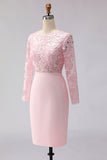 Vestido midi de madre de la novia, vestido midi de madre de novia rosa con aplique y cuello de funda