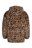 Abrigo de invierno de piel sintética de leopardo café para hombre con bolsillos