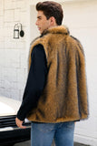 Chaleco de invierno de piel sintética gris claro para hombre
