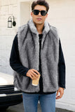 Chaleco de invierno de piel sintética gris claro para hombre