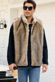 Chaleco de invierno de piel sintética gris claro para hombre
