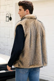 Chaleco de invierno de piel sintética gris claro para hombre