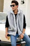 Chaleco de invierno de piel sintética gris claro para hombre