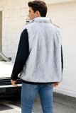 Chaleco de invierno de piel sintética gris claro para hombre