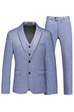 Solapa con muescas azules 3 piezas Trajes formales para hombre