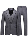 Trajes de fiesta de 3 piezas para hombre con solapa de cuadros a cuadros para hombre