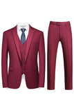 Trajes de Fiesta de Hombre Violeta de Botonadura Sencilla con Solapa con Muescas 3 Piezas