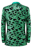 Chal de jacquard verde de 2 piezas con solapa para hombres Trajes de fiesta