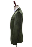 Traje de Graduación para Hombre de 2 Piezas con Solapa con Muescas Verde Purpurina
