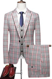 Trajes de fiesta para hombre con solapa de muesca a rayas púrpura grisáceo de 3 piezas