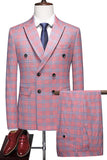 Trajes de fiesta para hombre con solapa de pico a rayas rosas de 2 piezas