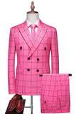 Trajes de fiesta para hombre con solapa de pico a rayas rosas de 2 piezas