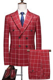 Trajes de fiesta para hombre con solapa de pico a rayas rosas de 2 piezas