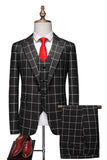 Solapa de pico a rayas rojas 3 piezas Trajes de fiesta para hombre
