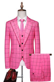 Solapa de pico a rayas rojas 3 piezas Trajes de fiesta para hombre
