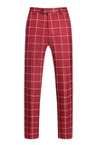 Solapa de pico a rayas rojas 3 piezas Trajes de fiesta para hombre